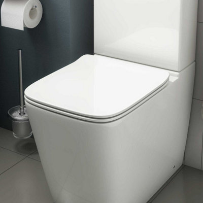 Affine Modern Bathroom Soft Close Toilet Seat White Gloss Slim Design Top Fix Wc from B&Q