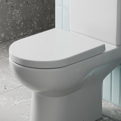 Affine Bathroom Toilet Seat D Shape Soft Close Top Fix Hinges White Gloss Modern from B&Q