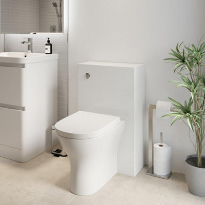 Affine Modern Bathroom Toilet Unit Concealed Cistern 500mm Wc Btw Soft Close Seat White from B&Q