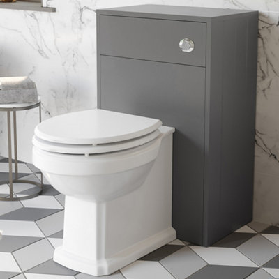Affine Traditional Back To Wall Toilet Unit Cistern Seat Grey 500mm Btw Bathroom from B&Q