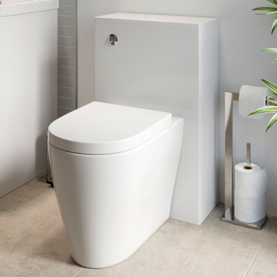 Affine Bathroom Modern Wc 500mm Toilet Unit Concealed Cistern Btw Soft Close Seat White from B&Q