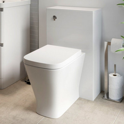 Affine 500mm Modern Bathroom Toilet Unit Concealed Cistern Btw Soft Close Seat White from B&Q