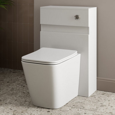 Affine Bathroom Back To Wall Btw Toilet Unit Rimless Pan Cistern Seat Matt White Fluted from B&Q