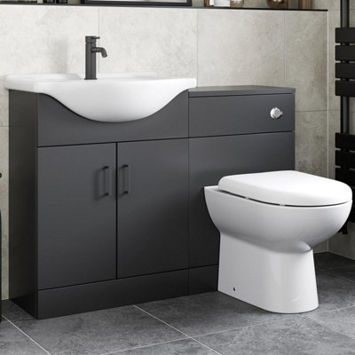 Affine Black Toilet & Basin Vanity Unit Combination 1150mm from B&Q