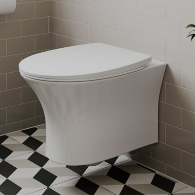 Affine Rennes Wall Hung Rimless Toilet & Soft Close Seat from B&Q