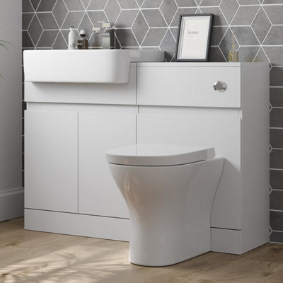 Affine Bathroom Toilet Wc Basin Sink Vanity Unit Combination White Gloss 600mm from B&Q