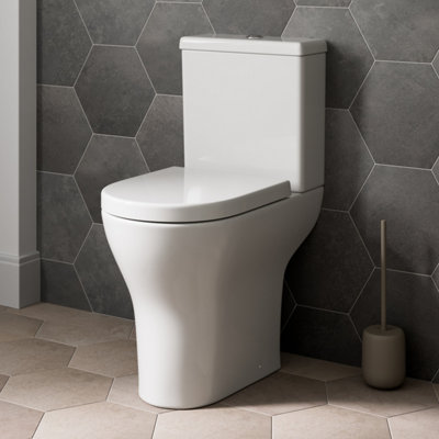 Affine Comfort Height Rimless Close Coupled Toilet Wc Soft Close Seat White Ceramic from B&Q