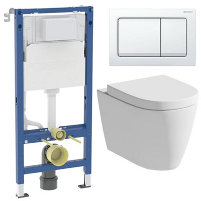 Affine Rimless Wall Hung Toilet Pan Wc Soft Close Seat Geberit Concealed Cistern Frame from B&Q