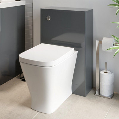 Affine 500mm Modern Bathroom Wc Toilet Unit Concealed Cistern Btw Soft Close Seat Grey from B&Q