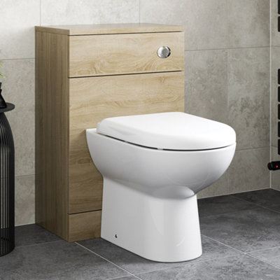 Affine Bathroom 500mm Back To Wall Btw Toilet Unit Only Oak Effect Modern Furniture from B&Q