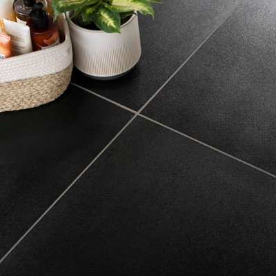 Amiata Sparkle Black Porcelain Wall & Floor Tiles 600 X 600mm from B&Q