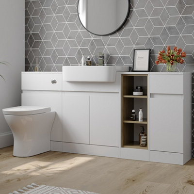 Affine Bathroom Basin Sink Vanity Unit Toilet Wc Combination White Gloss 1720mm from B&Q