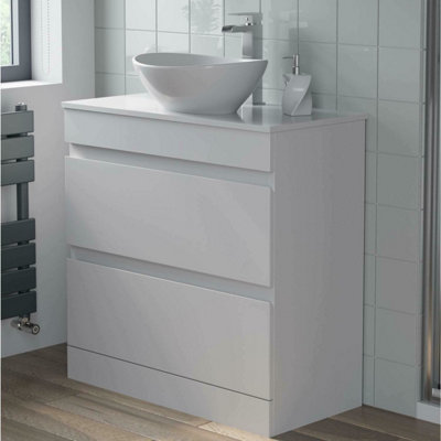 Affine 800mm Bathroom Vanity Unit Countertop Wash Basin Sink Oval Floor Standing White from B&Q