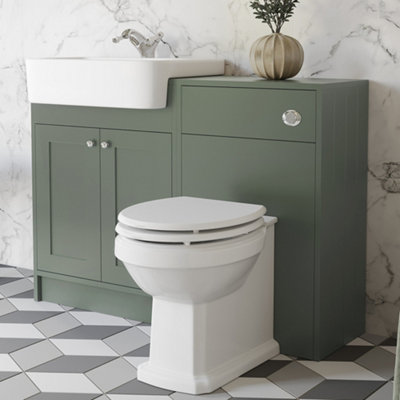 Affine Traditional Vanity Basin Unit & Toilet Combination Unit Bathroom Furniture Green from B&Q