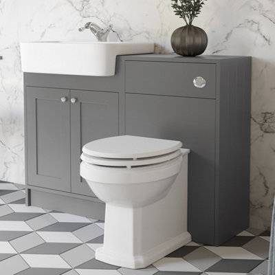 Affine Traditional Vanity Basin Unit & Toilet Combination Unit Bathroom Furniture Grey from B&Q