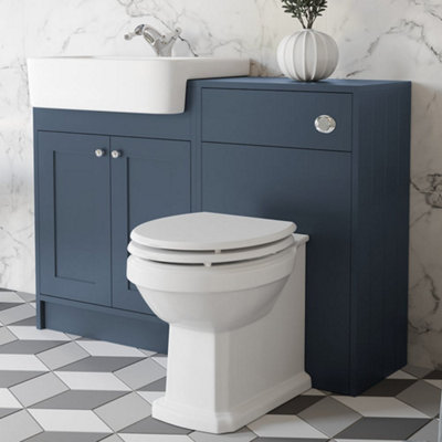 Affine Traditional Vanity Basin Unit & Toilet Combination Unit Bathroom Furniture Blue from B&Q