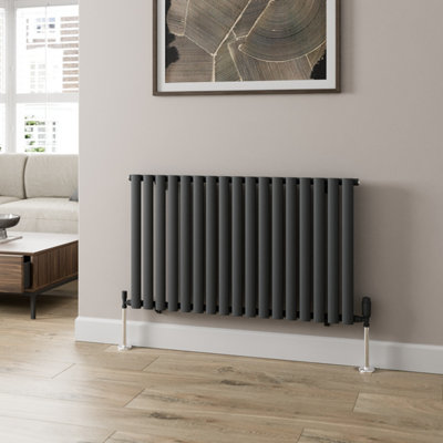 Radilux Anthracite Designer Radiator Horizontal Oval Column Single Panel Rad 600X1020mm from B&Q