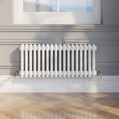 B&Q -  Traditional Colosseum Horizontal Double Bar Column Radiator 300X830mm White