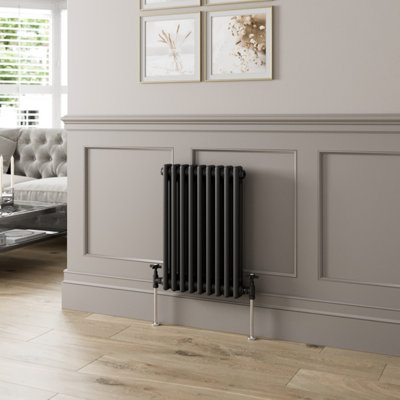 B&Q -  Traditional Colosseum Horizontal Double Bar Column Radiator 600X425mm Black