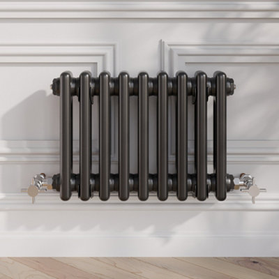 B&Q -  300X425mm Traditional Colosseum Horizontal Double Bar Column Radiator Black
