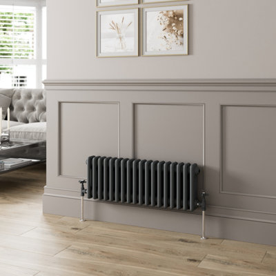 B&Q -  Traditional Colosseum Horizontal Triple Bar Column Radiator 300X830mm Anthracite