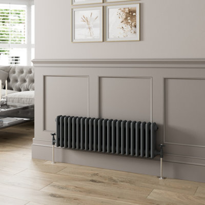 B&Q -  Traditional Colosseum Horizontal Triple Bar Column Radiator 300X1010 Anthracite
