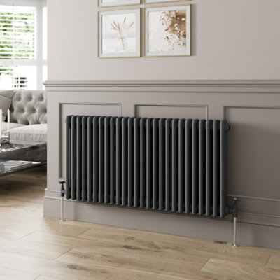 B&Q -  Traditional Colosseum Horizontal Triple Bar Column Radiator 600X1190 Anthracite