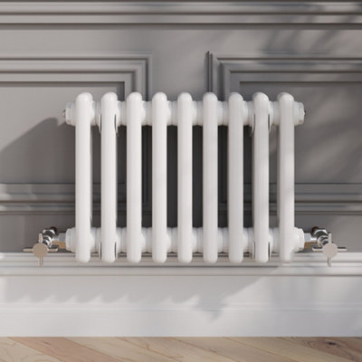 B&Q -  Traditional Colosseum Horizontal Double Bar Column Radiator  300X425mm White