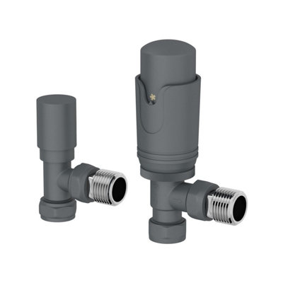 Radilux Thermostatic Radiator Valve Pack Trv Angled 15mm & Lockshield Anthracite from B&Q