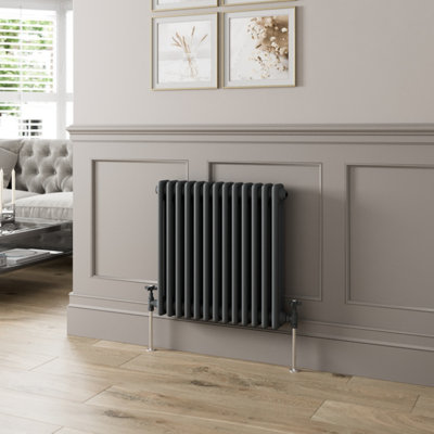 B&Q -  Traditional Colosseum Horizontal Triple Bar Column Radiator 600 X 605 Anthracite