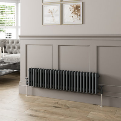 B&Q -  Traditional Colosseum Horizontal Triple Bar Column Radiator 300X1190 Anthracite