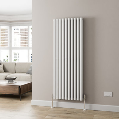 B&Q -  Designer Radiator Vertical White Oval Column Rads Double Panel 1600X600mm