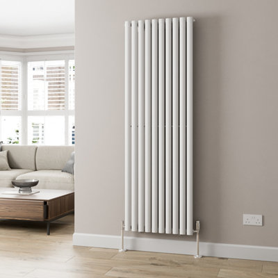 B&Q -  Designer Radiator Vertical White Oval Column Rads Single Panel 1800X600mm