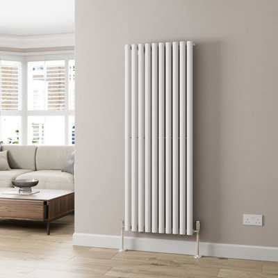 B&Q -  Designer Radiator Vertical White Oval Column Rads Single Panel 1600X600mm