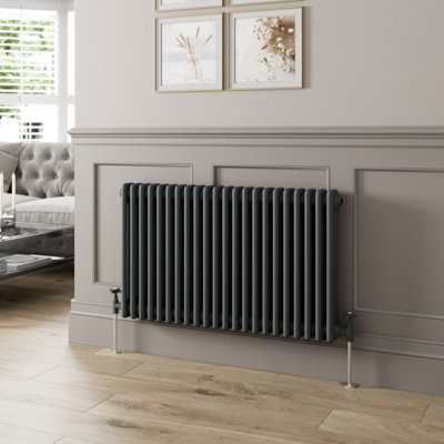 B&Q -  Traditional Colosseum Horizontal Triple Bar Column Radiator 600X1010 Anthracite