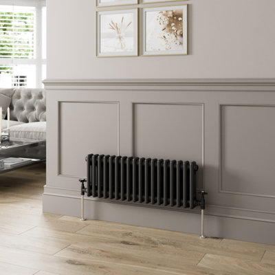 B&Q -  Traditional Colosseum Horizontal Double Bar Column Radiator 300X830mm Black