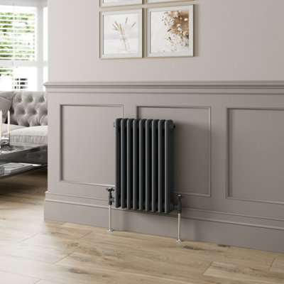 B&Q -  Traditional Colosseum Horizontal Triple Bar Column Radiator 600X425mm Anthracite