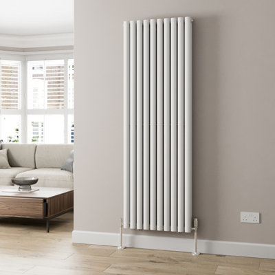 B&Q -  Designer Radiator Vertical White Oval Column Rads Double Panel 1800X600mm