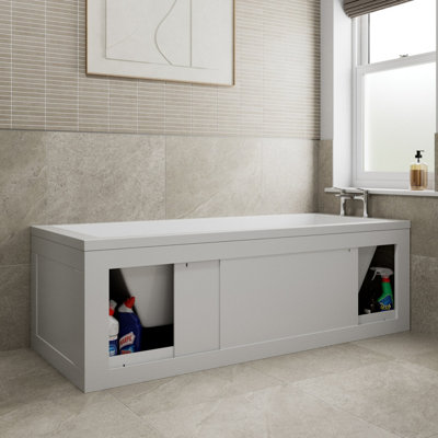 Affine 1700 Side & End Bath Panel Pack Lockable Side Storage Straight Baths Gloss White from B&Q