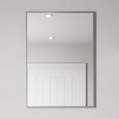 Affine Black 700 X 500Mm Chrome Wall Mounted Bathroom Mirror Framed Rectangular Modern Glass Size 3 B&Q