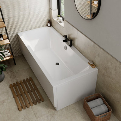 Affine 1700 X 750mm Double Ended Square Bath Side & End Panels White Acrylic Bathroom from B&Q