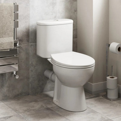 Affine White Close Coupled Rimless Toilet Dual Flush Soft Close Seat Modern Oval Bathroom Pan Small B&Q