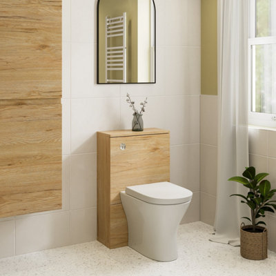 Affine 500mm Bathroom Back To Wall Btw Toilet Soft Close Furniture Unit D Shape Pan Oak from B&Q