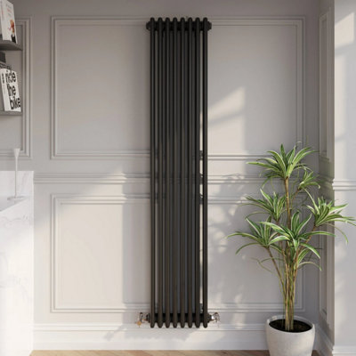 B&Q -  Traditional Colosseum Vertical Triple Bar Column Radiator 1800 X 380mm Black