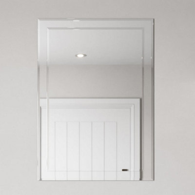 Affine Bathroom Mirror Rectangular Modern Frameless Bevelled Wall Mounted 500 X 700mm from B&Q