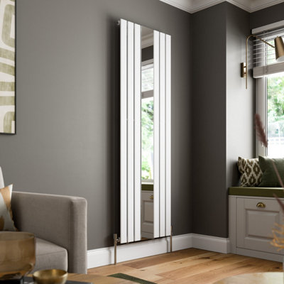 Radilux White 1800 X 600Mm Single Flat Panel Vertical Mirror Radiator Rad Modern Small