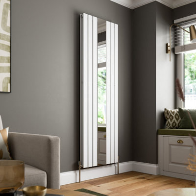 Radilux White 1800 X 600Mm Double Flat Panel Vertical Mirror Radiator Rad Modern Small