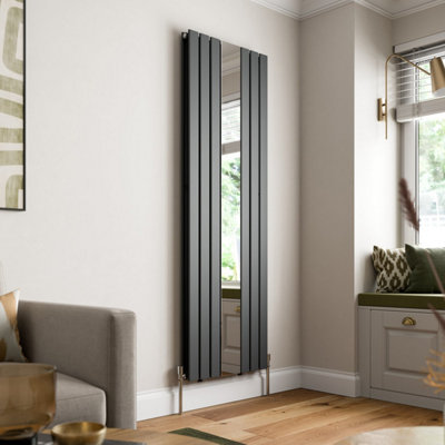 Radilux Anthracite 1800 X 600Mm Double Flat Panel Vertical Mirror Radiator Rad Modern Small