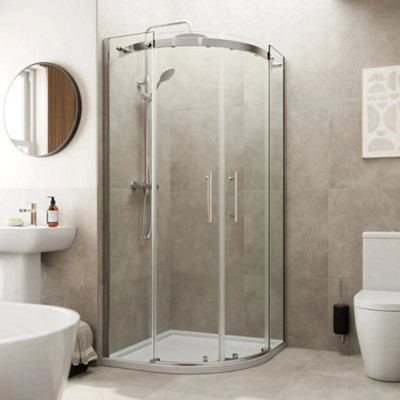 Affine 800mm Quadrant Shower Enclosure 8mm Glass Frameless Non Slip Tray Bathroom from B&Q