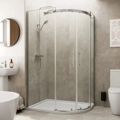 Affine 1200 X 800mm Offset Quadrant Shower Enclosure Frameless Non Slip TrayRh from B&Q